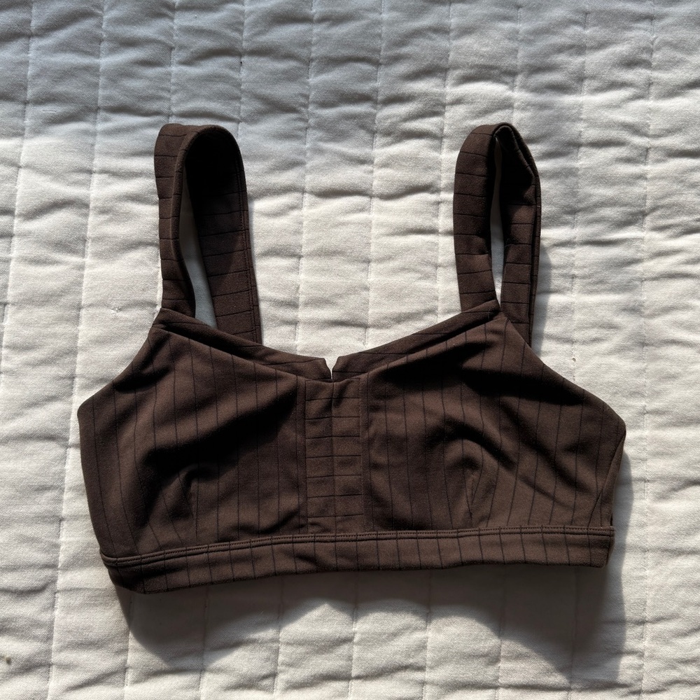 ALO Brown Ribbed Pin Stripe Women's Bralette